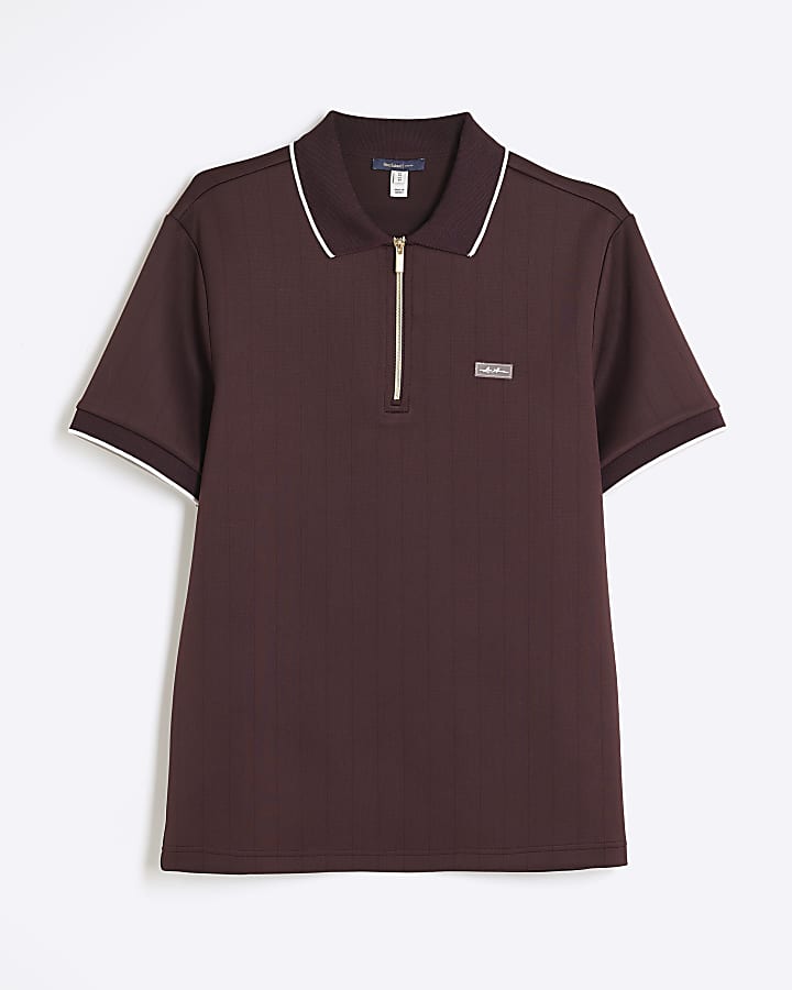 Red Muscle Fit Les Amis Stripe Polo Shirt
