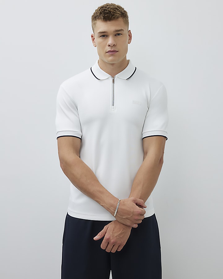 White Muscle Fit Les Amis Stripe Polo Shirt