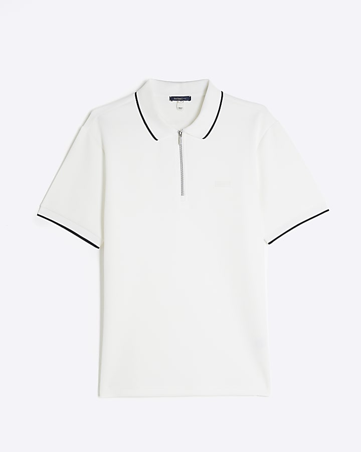 White Muscle Fit Les Amis Stripe Polo Shirt