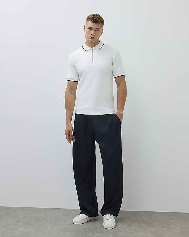 White Muscle Fit Les Amis Stripe Polo Shirt