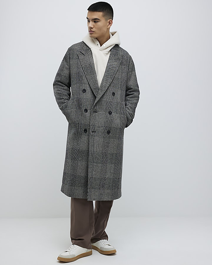Grey Check Overcoat