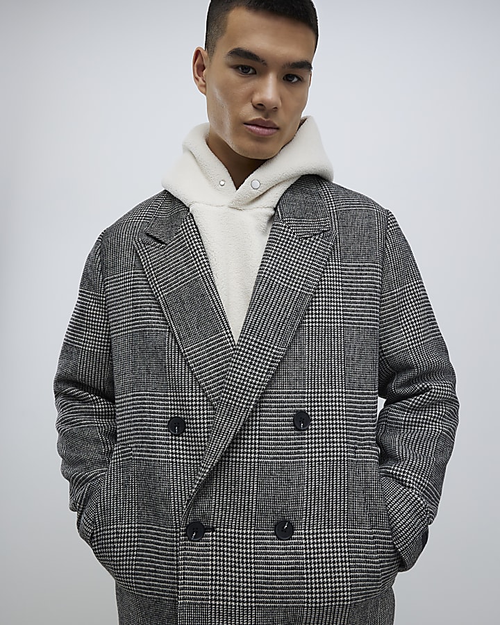 Grey Check Overcoat