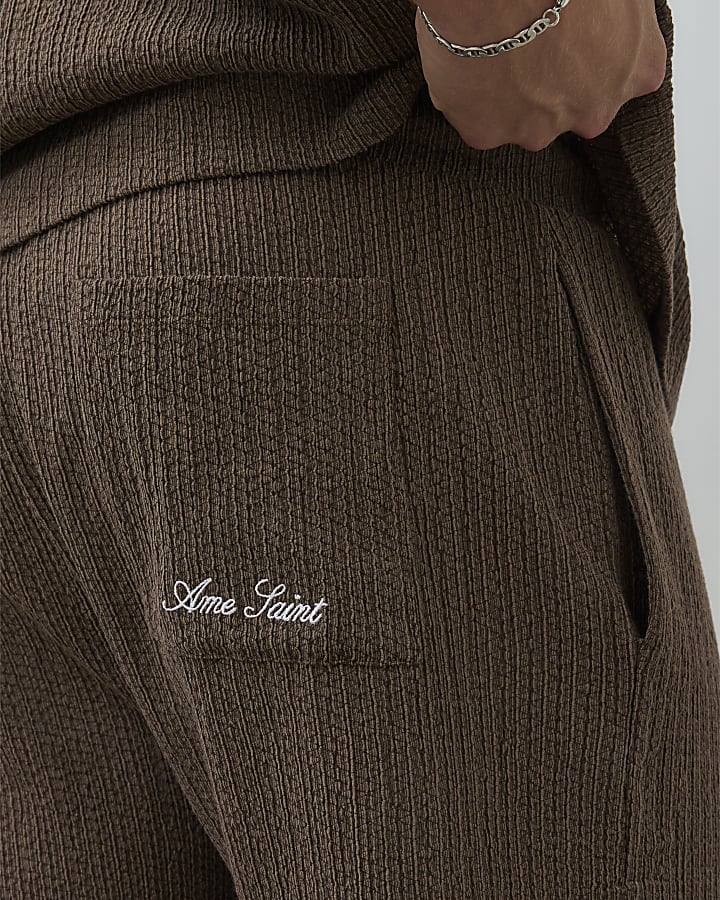 Brown Regular Fit Plisse Shorts