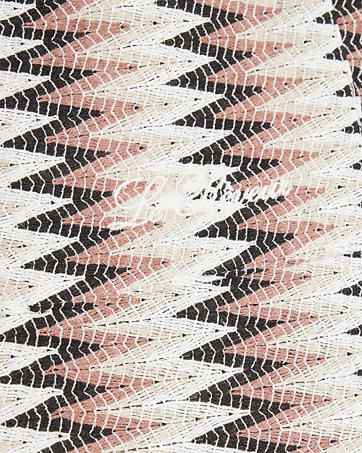 Brown Crochet Chevron Revere Shirt