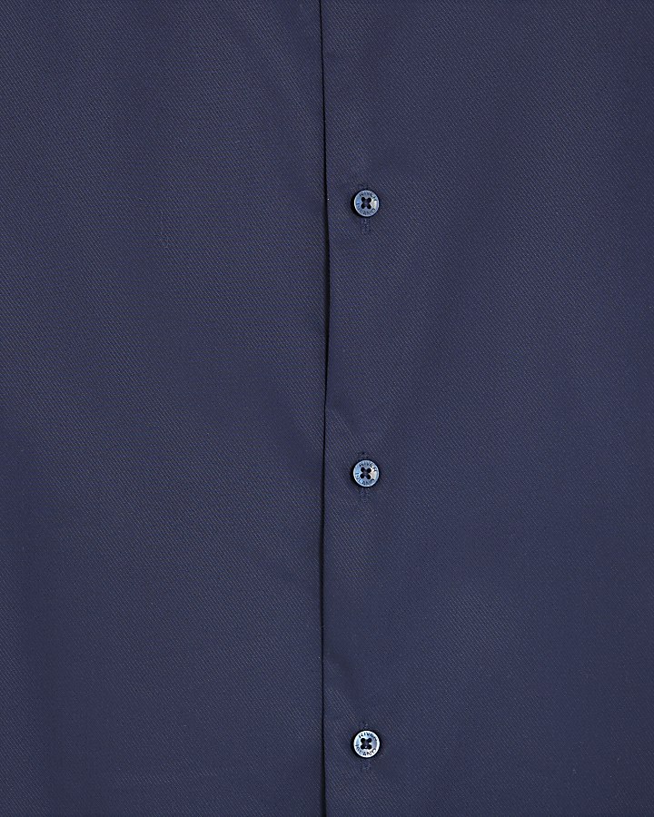 Navy Slim Fit Contrast Trim Shirt