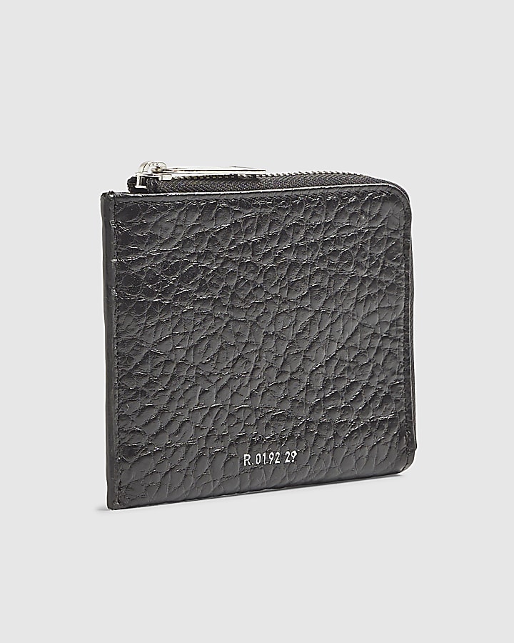 Black Leather Zip Through Wallet