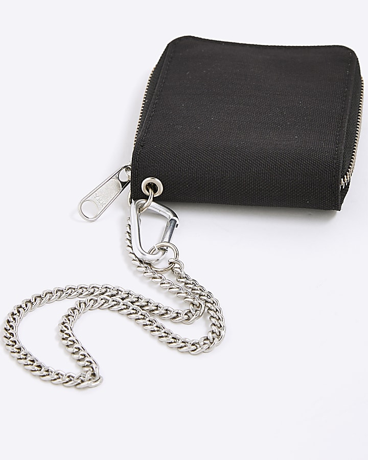 Black Chain Zip Around Wallet