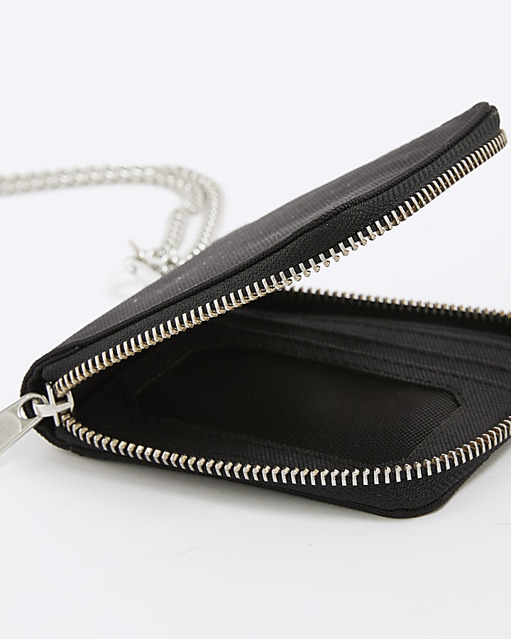 Black Chain Zip Around Wallet