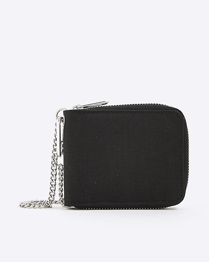 Black Chain Zip Around Wallet