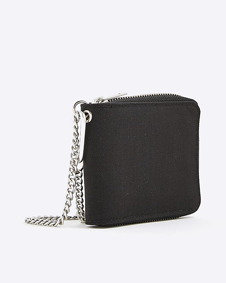 Black Chain Zip Around Wallet