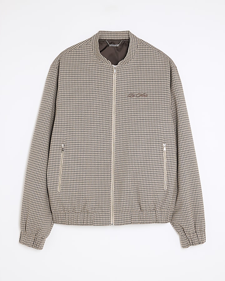 Brown Check Bomber Jacket