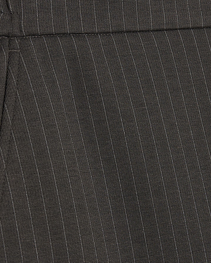 Grey Slim Fit Striped Smart Trousers