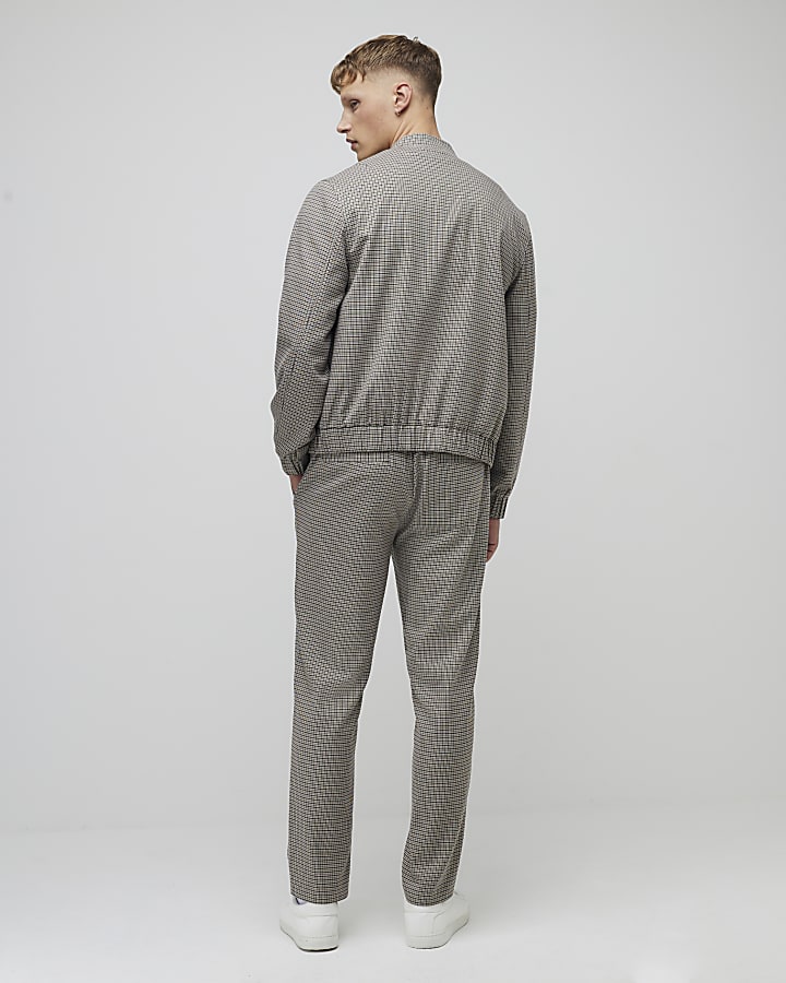Brown Relaxed Fit Check Smart Trousers