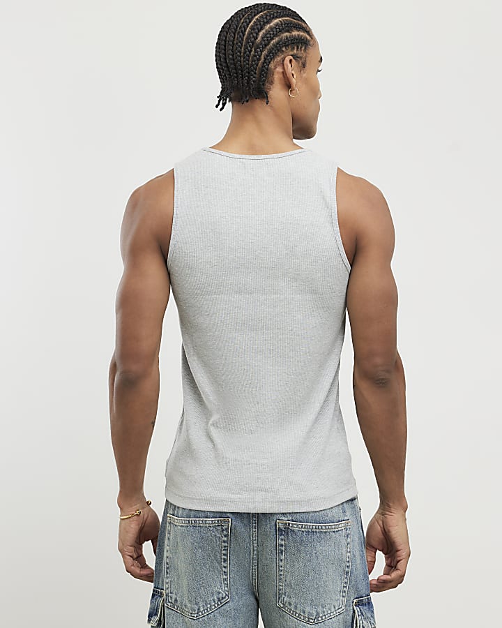 Grey Marl Rib Vest Multipack