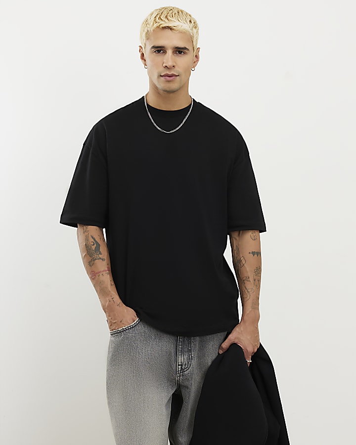 Black Oversized Fit Pack Of 2 T-Shirt