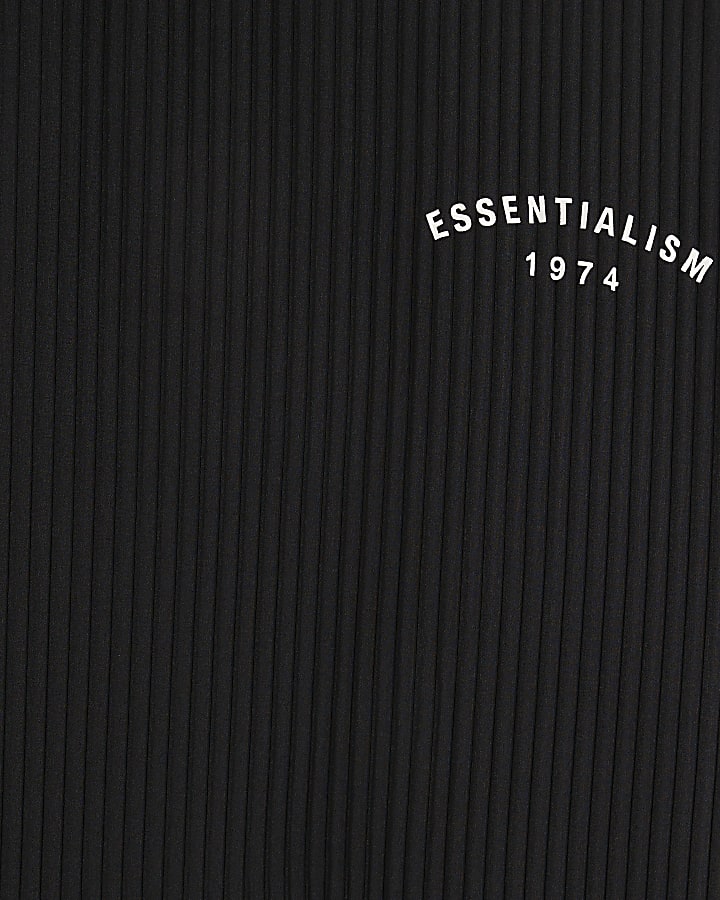 Black Oversized Essentialism Plisse T-Shirt