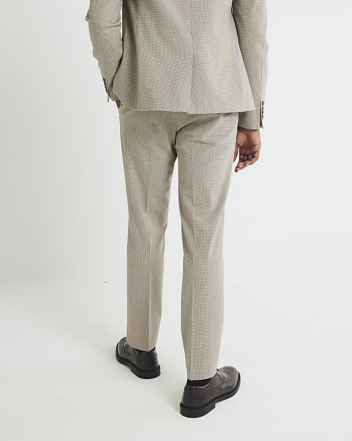 Brown Skinny Fit Puppytooth Suit Trousers