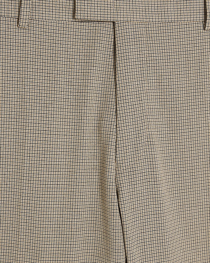Brown Skinny Fit Puppytooth Suit Trousers