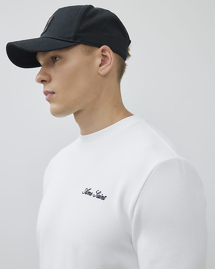 Cream Slim Fit Textured Ame Saint T-Shirt