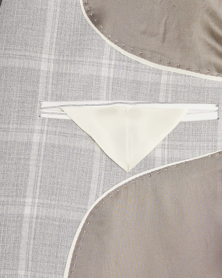 Grey Slim Fit Check Suit Jacket