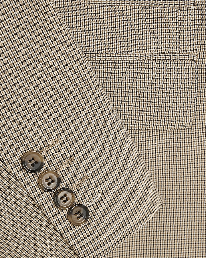 Brown Skinny Fit Puppytooth Jacket Suit
