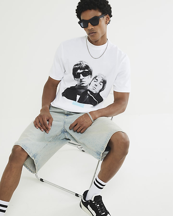 White Regular Fit Oasis Band T-Shirt