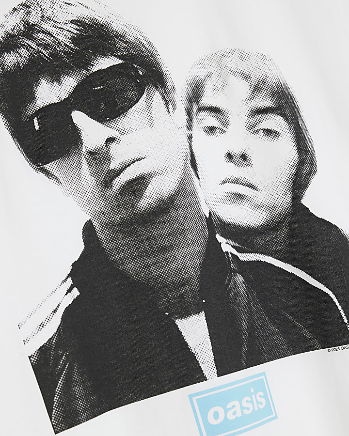 White Regular Fit Oasis Band T-Shirt