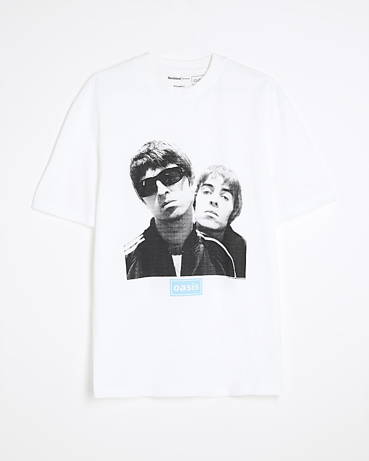 White Regular Fit Oasis Band T-Shirt