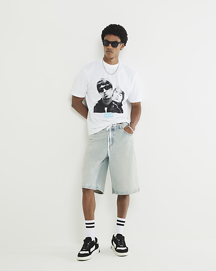 White Regular Fit Oasis Band T-Shirt