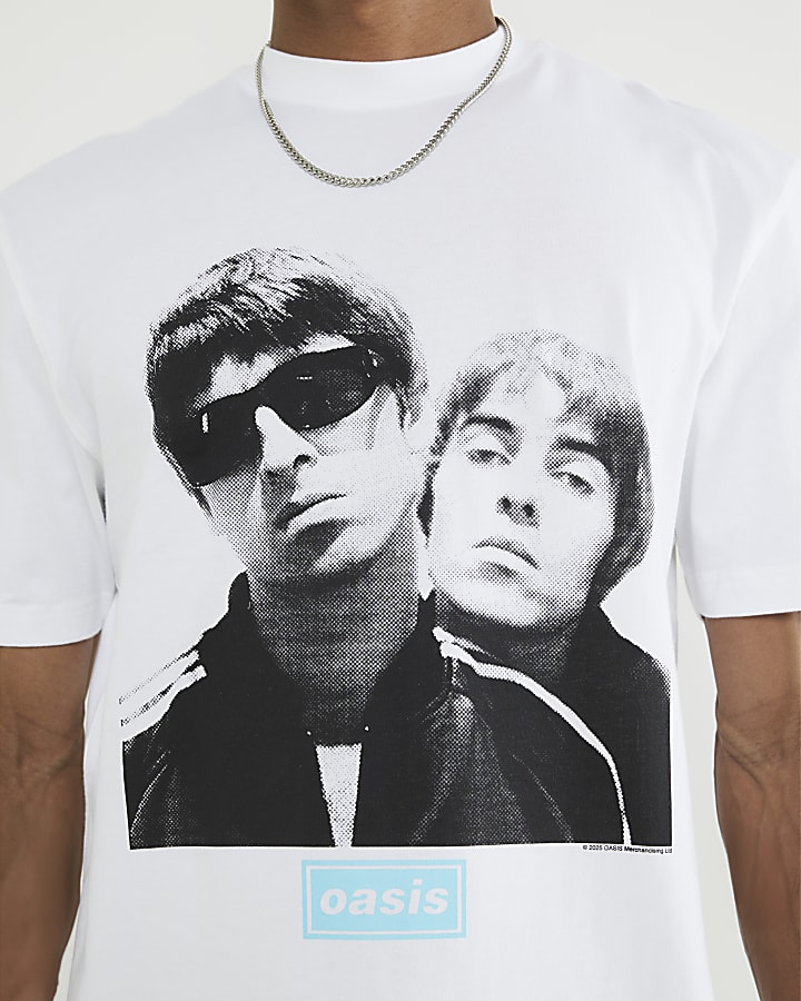 White Regular Fit Oasis Band T-Shirt