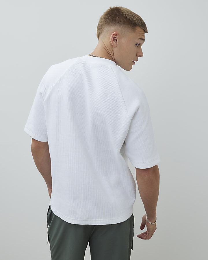 White Short Sleeve Regular Fit Ribbed T-Shirt