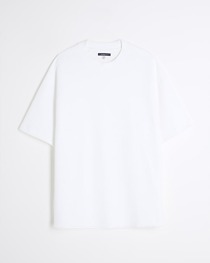 White Short Sleeve Regular Fit Ribbed T-Shirt