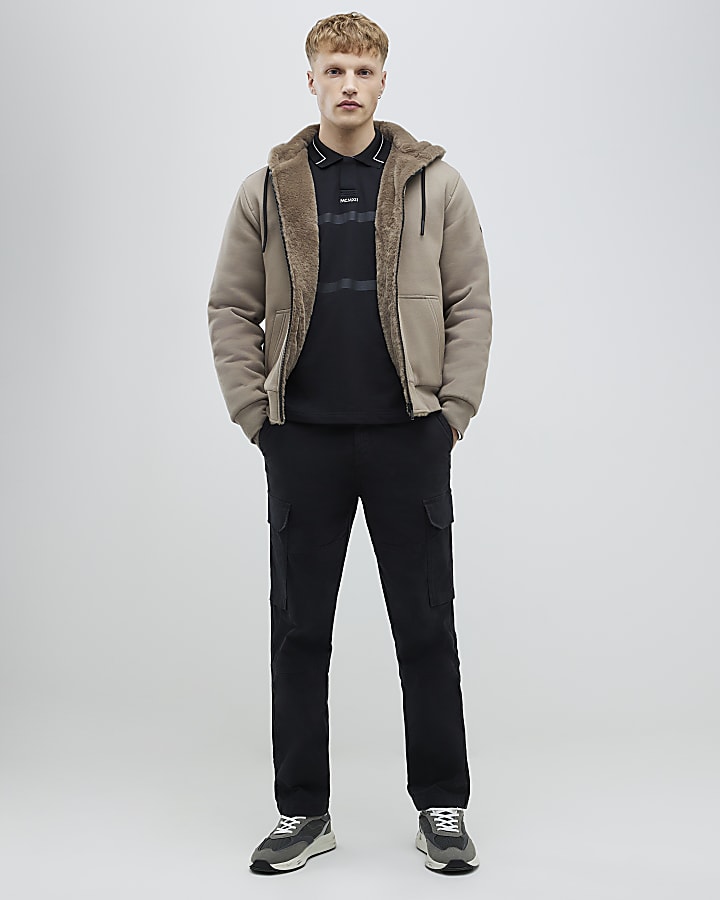 Grey Regular Fit Faux Fur Lined Hoodie