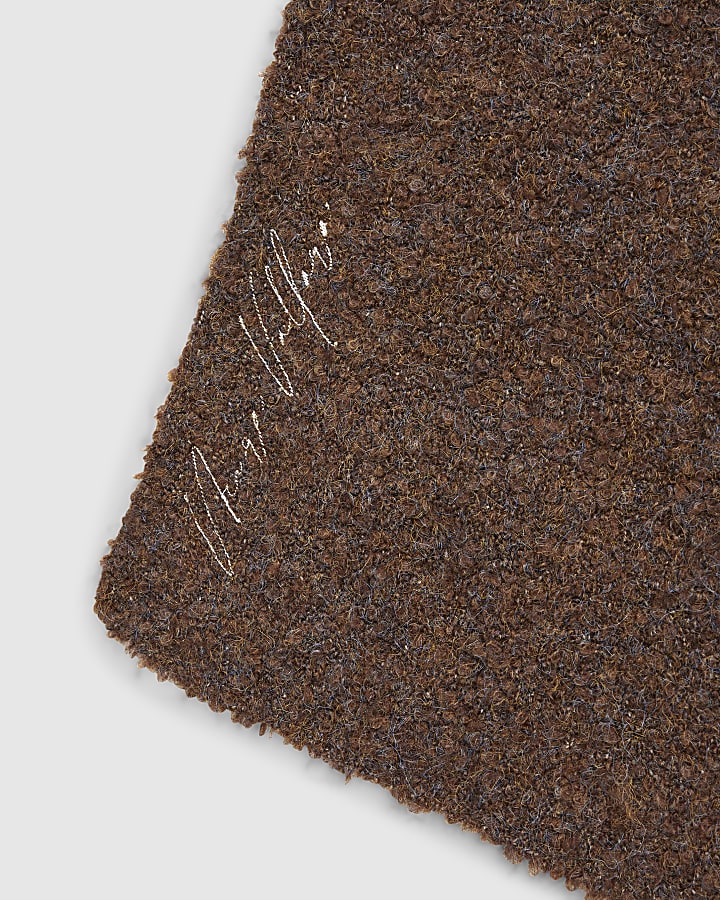 Brown Mixed Yarn Boucle Scarf