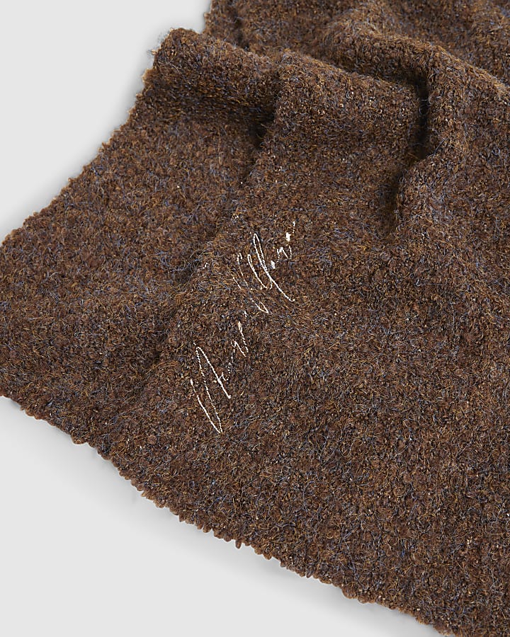 Brown Mixed Yarn Boucle Scarf