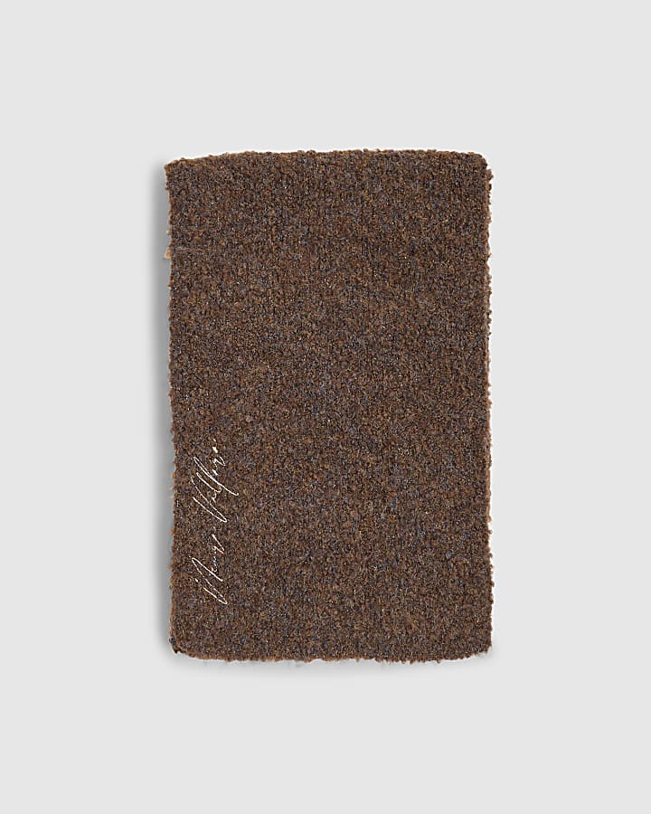 Brown Mixed Yarn Boucle Scarf