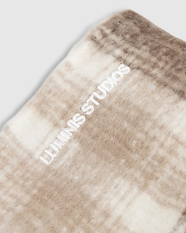 Brown Brushed Check Luminis Scarf