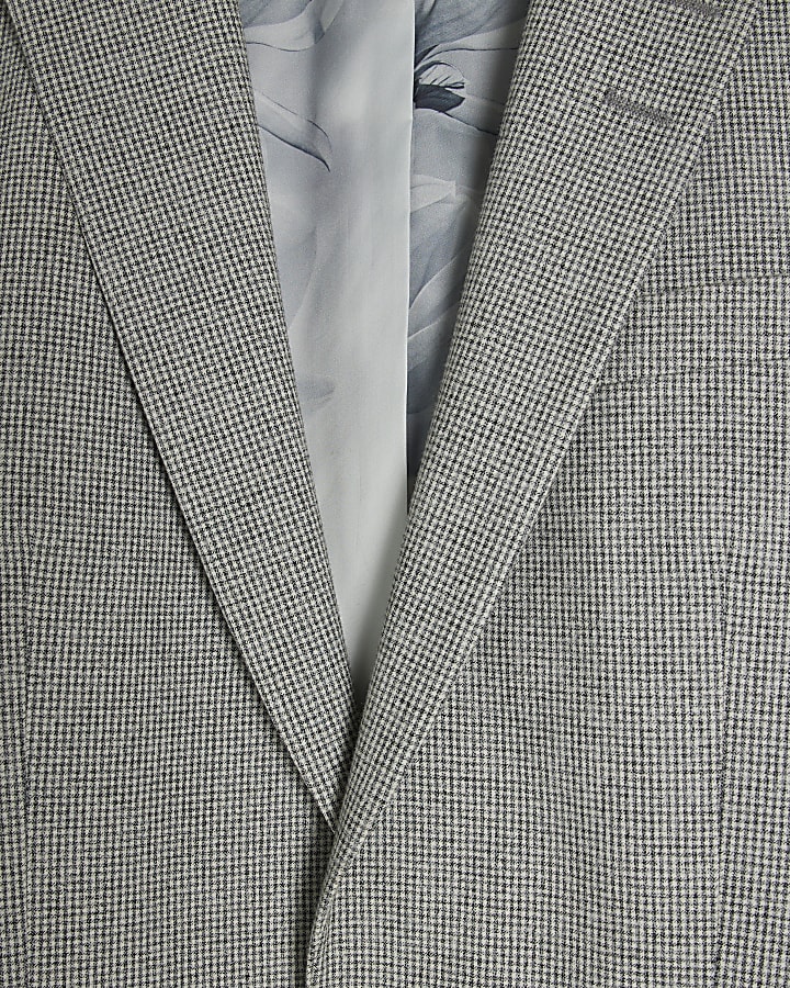 Grey Puppy Tooth Skinny Suit Jacket