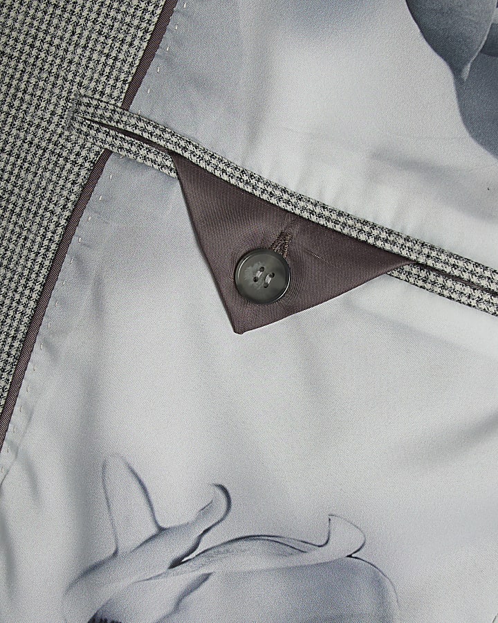 Grey Puppy Tooth Skinny Suit Jacket