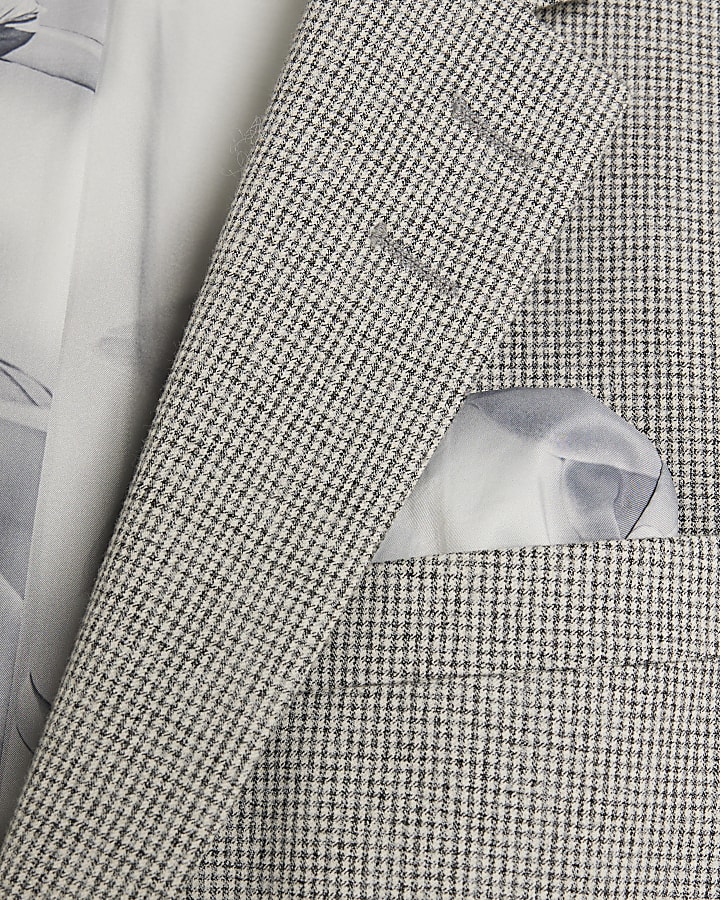 Grey Puppy Tooth Skinny Suit Jacket