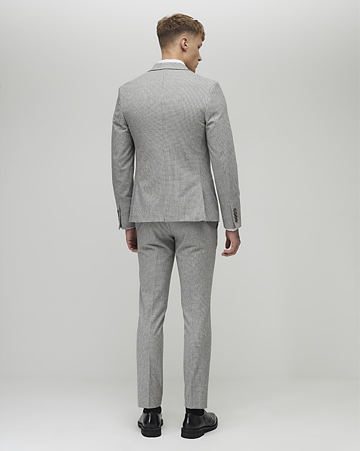 Grey Puppy Tooth Check Skinny Suit Trousers
