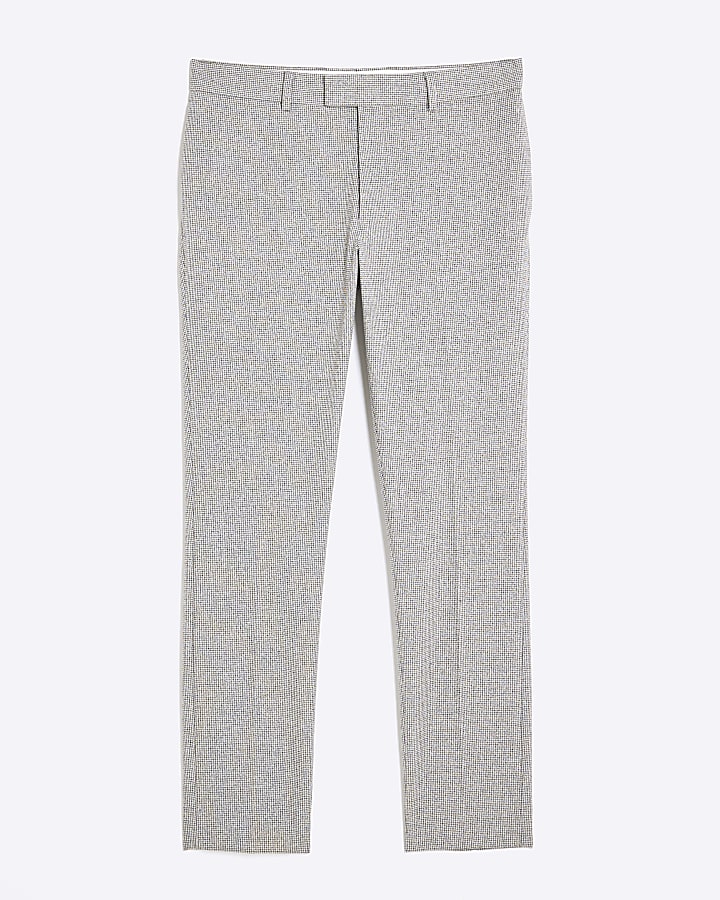 Grey Puppy Tooth Check Skinny Suit Trousers