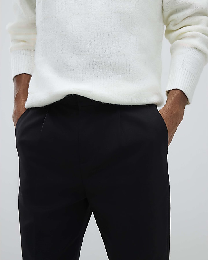 Black Tapered Fit Chino Trousers