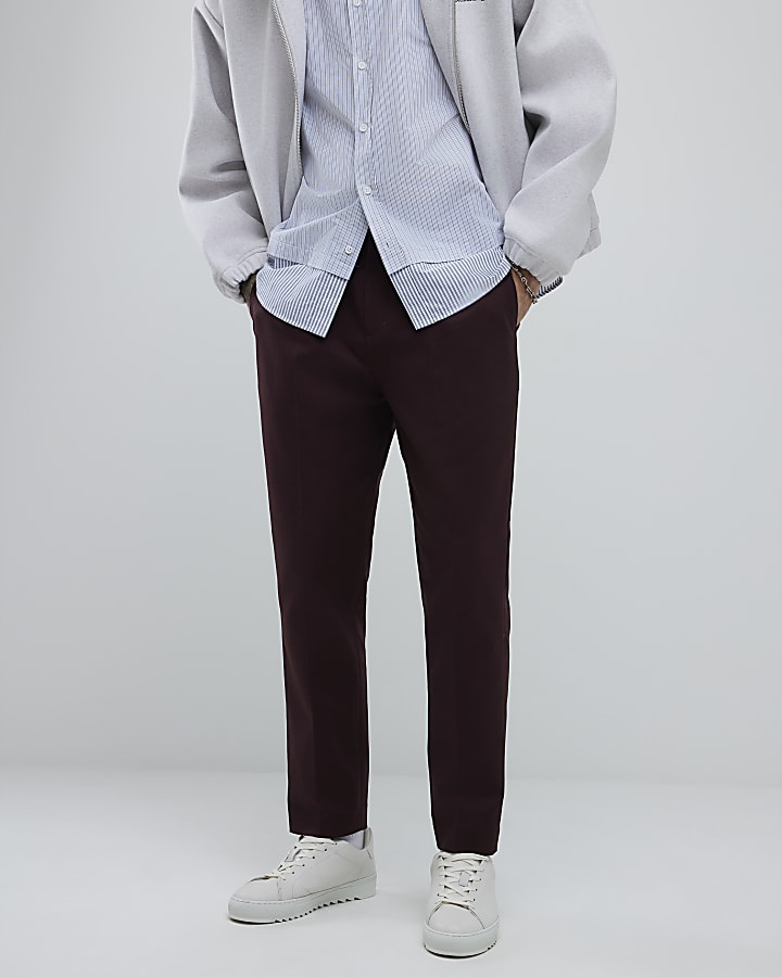 Red Tapered Fit Chino Trousers