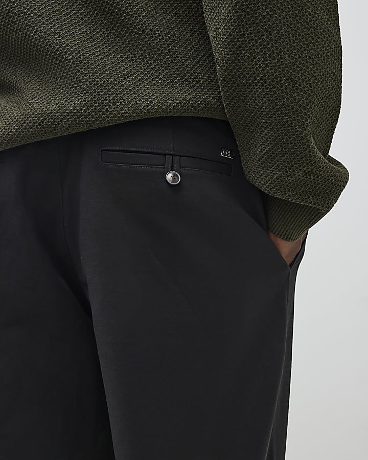 Black Barrell Leg Chino Trousers