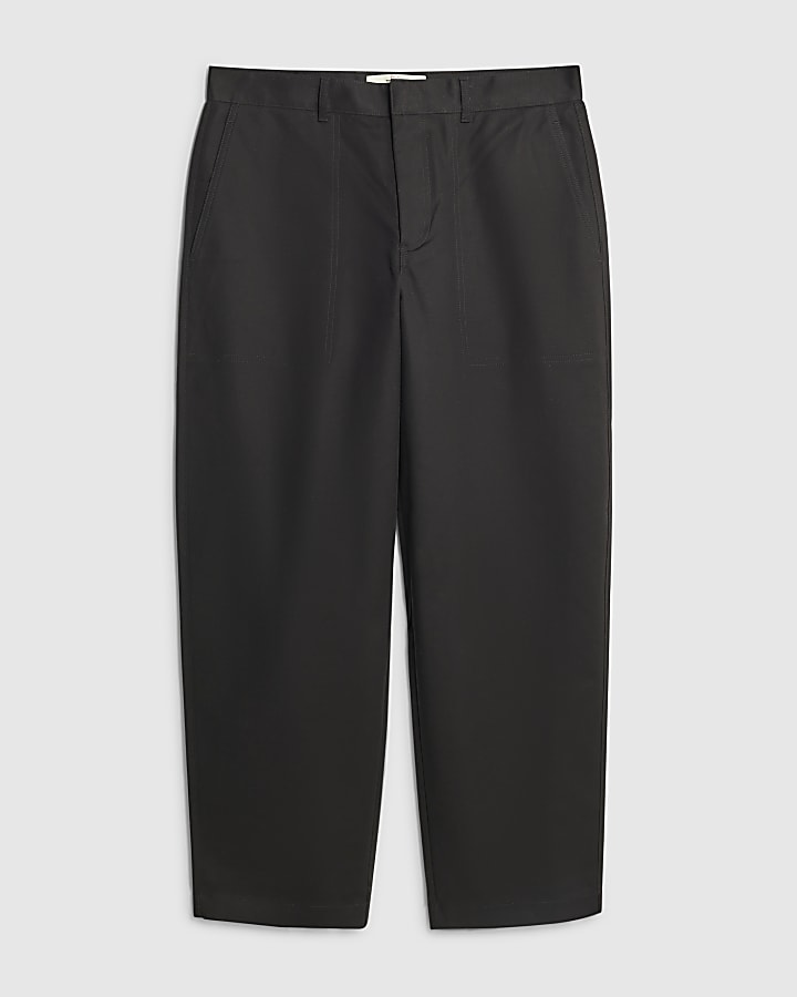 Black Barrell Leg Chino Trousers