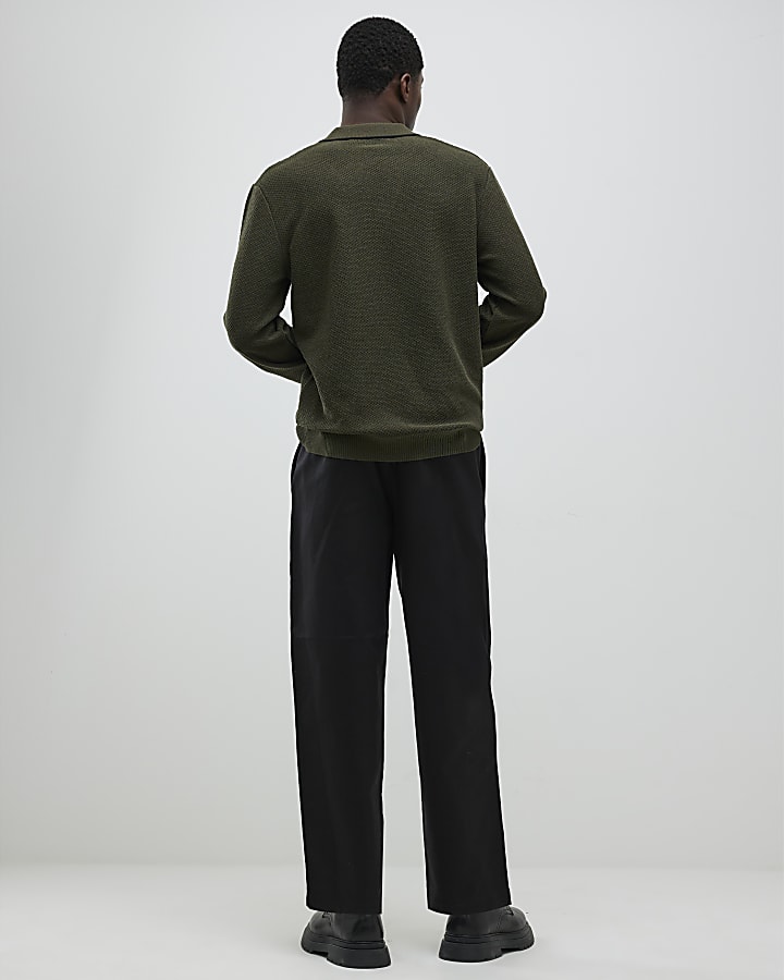 Black Barrell Leg Chino Trousers