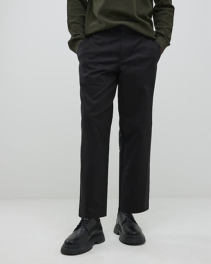 Black Barrell Leg Chino Trousers