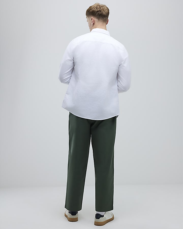 Khaki Barrell Leg Chino Trousers