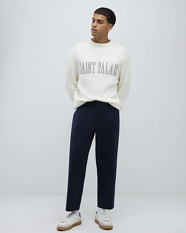 Navy Barrell Leg Chino